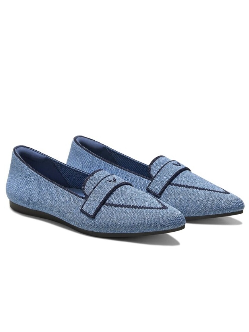 Vivaia Amelia 2.0 Pointed Toe Loafers Flats Denim Blue Knit Size 9.5 US, 41 EU